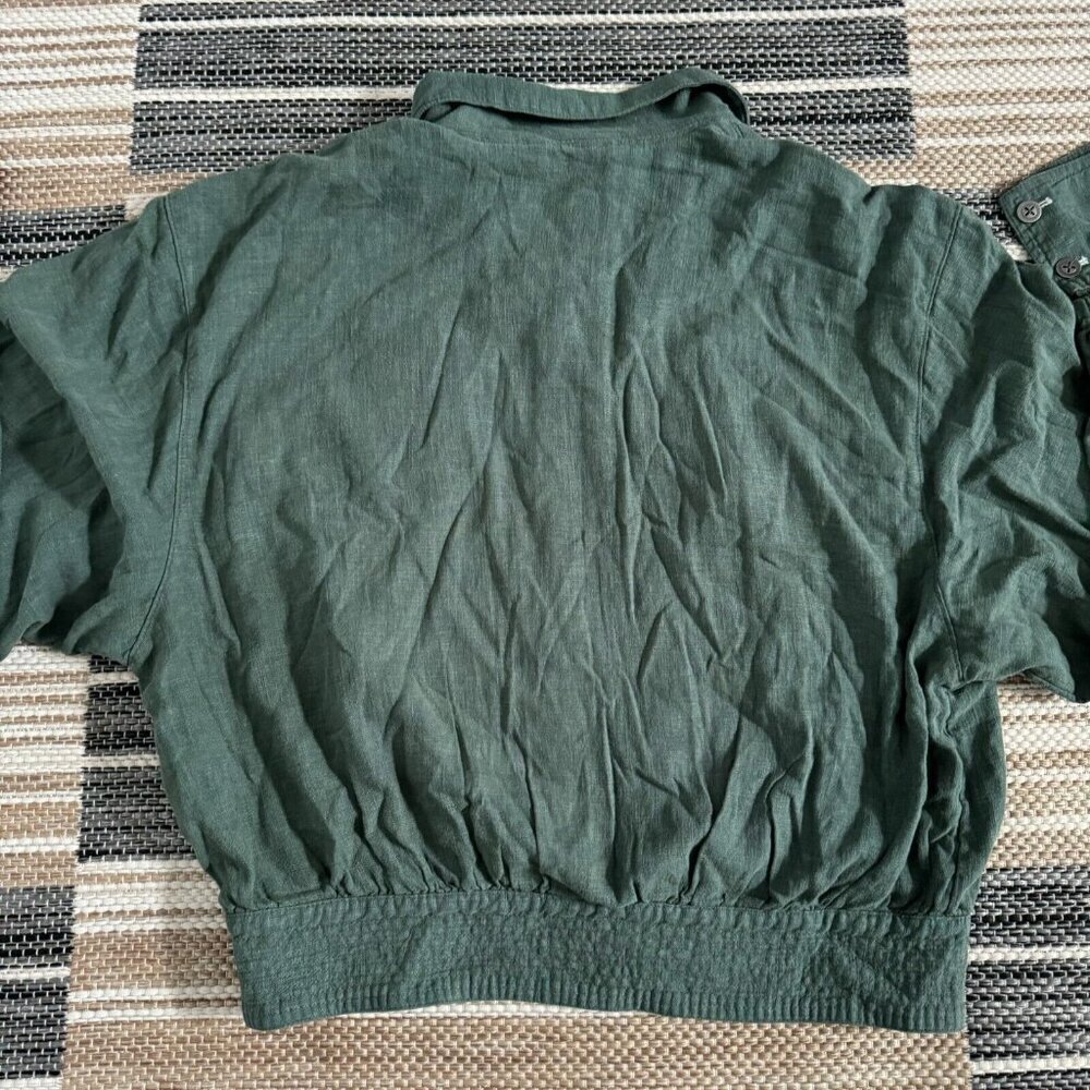 Free People Women's Billy Saddle Jacket Relaxed Cropped Linen Blend Green Small - Picture 9 of 15